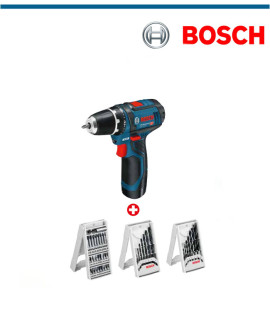 Акумулаторен винтоверт Bosch GSR 10,8-2-Li с 2x 2,0 Ah батерии и подарък консуматв в чанта