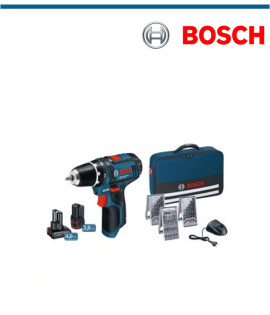 Акумулаторен винтоверт Bosch GSR 12V-15/GSR 10,8-2-Li + 2x 2,0 Ah батерии и консумативи в чанта