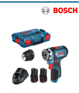 Акумулаторен винтоверт Bosch GSR 12V-15 FC с 2х2,0Ah, GFA 12-B цил.патронник, L-Boxx 
